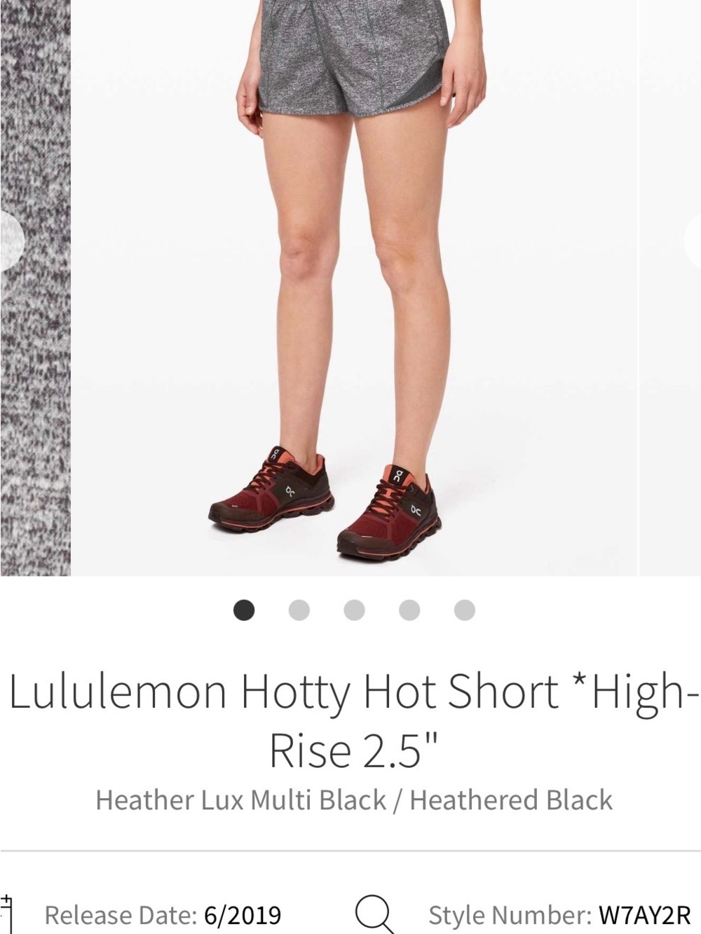 lululemon athletica Hotty Hot Short 2.5" - Heathered Black